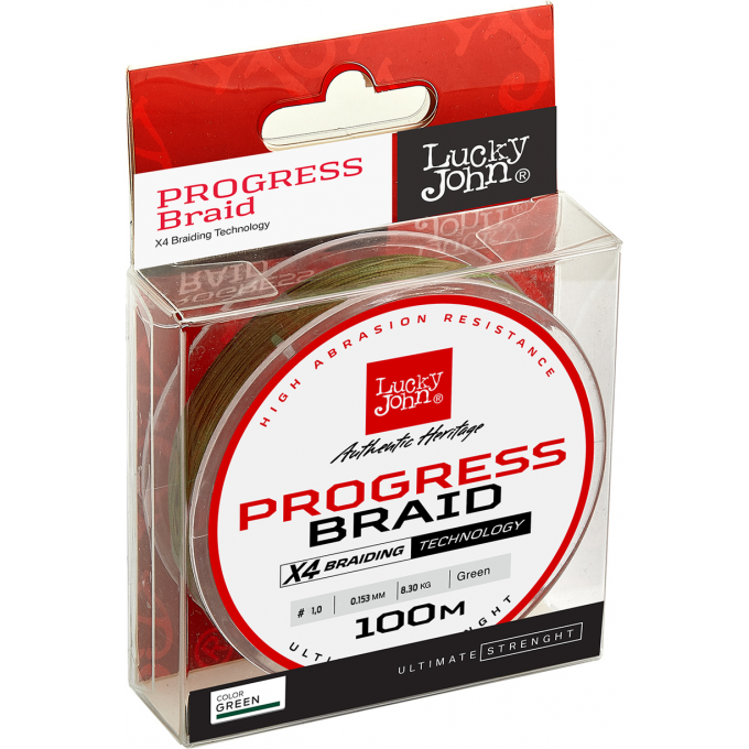 Леска плетёная LUCKY JOHN PROGRESS BRAID GREEN 100 м - 0,203 мм LJ4106-020