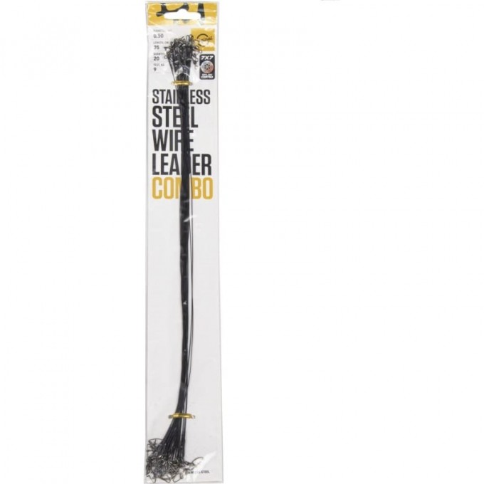 Поводки стальные LUCKY JOHN SSW 7X7 оснащенные (с вертлюгой и застежкой), диаметр 0.50мм/9кг/35см/ набор 20шт. LJ7088-035