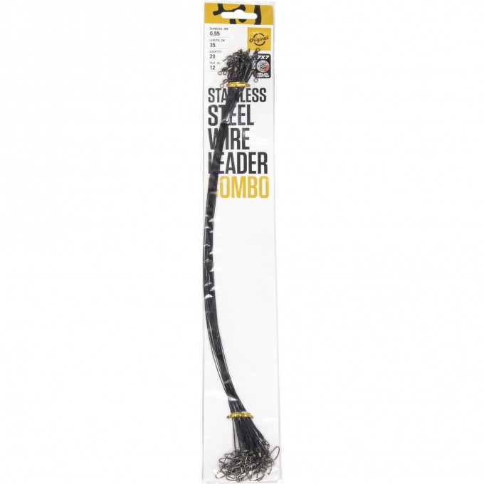 Поводки стальные LUCKY JOHN SSW 7X7 оснащенные (с вертлюгой и застежкой), диаметр 0.55мм/12кг/35см/ набор 20шт. LJ7089-035