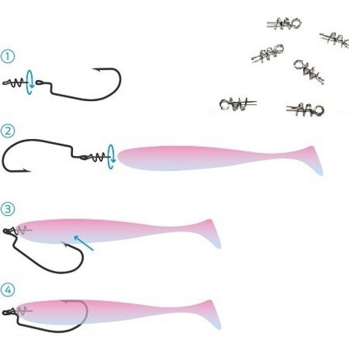 Спирали LUCKY JOHN CORKSCROW KIT S для крепления силиконовых приманок 8шт. LJP5120-S
