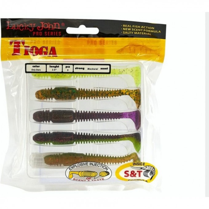 Виброхвост LUCKY JOHN PRO SERIES TIOGA 3.9 in (100 мм), цвет mix1 5Шт. 140104-MIX1