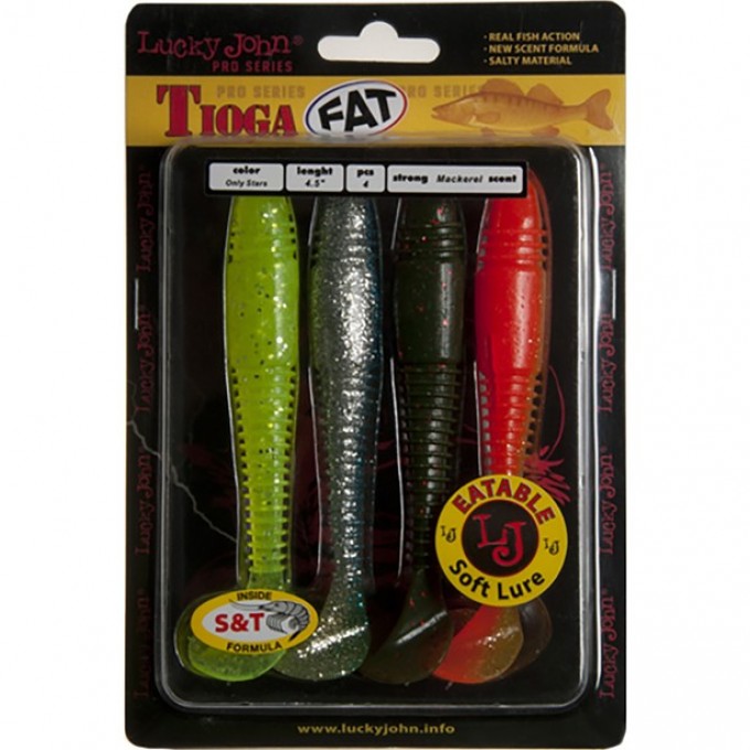 Виброхвост LUCKY JOHN TIOGA FAT 4.5in (114 мм), цвет mix1 4Шт. 140147-MIX1